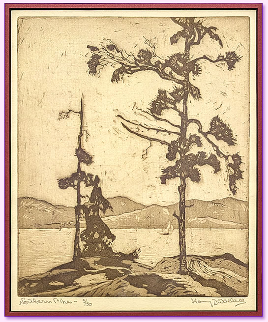 Harry Draper Wallace Northern Pines Etching