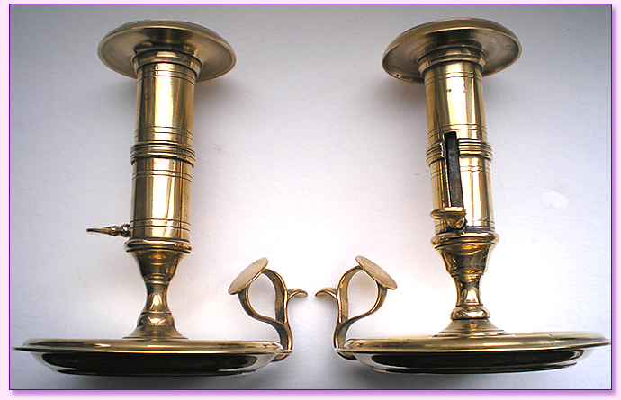 Old Antique Pair 11 Victorian Brass Candlesticks Candle Sticks Push Up  19th C.