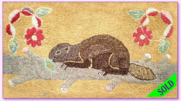 Beaver Hooked Rug Front