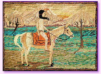Native American and Horse Hooked Rug