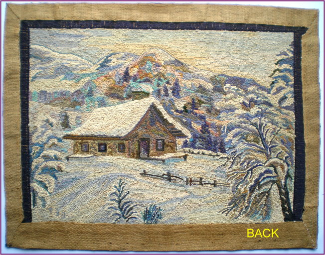 Georges Edouard Tremblay, Mountain Cabin Snow Hooked Rug, 1950