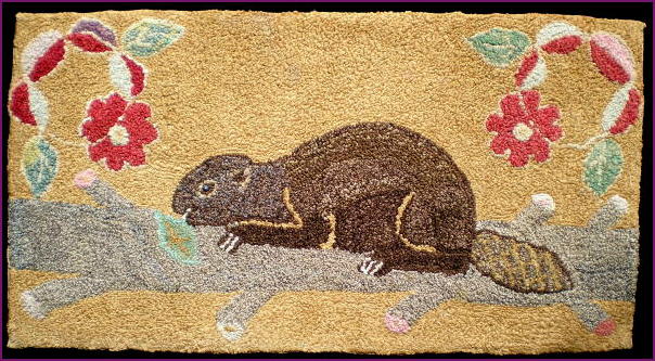 Beaver Hooked Rug Front