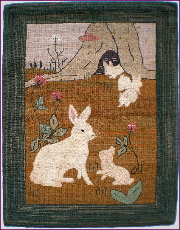Grenfell Hooked Rug Arctic Hare Front